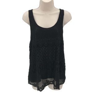 D'closet Womens Black Lace Shell Sleeveless Racer Back Tank Top Size L